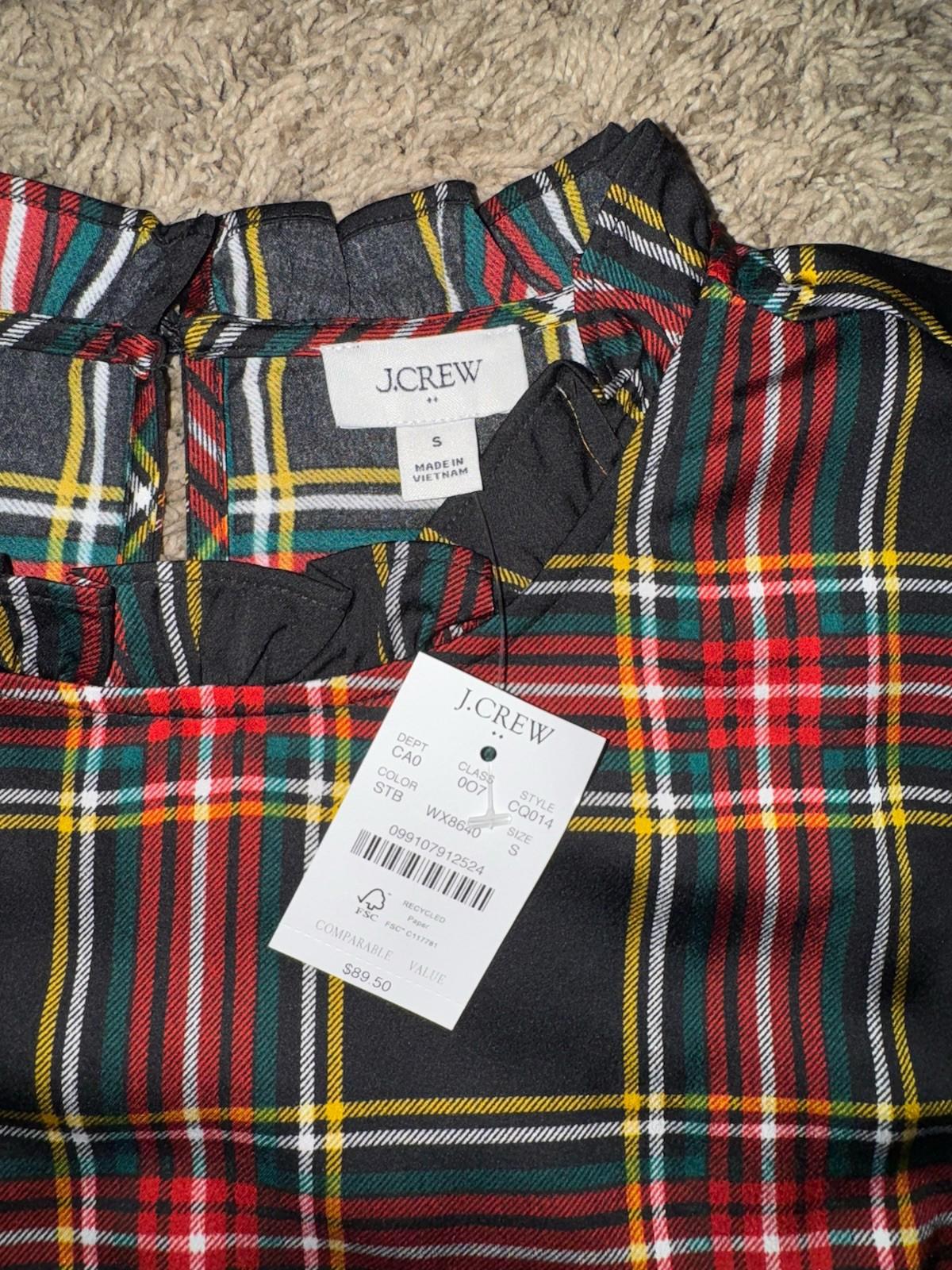 NEW! J.Crew Factory Sleeveless Ruffleneck Top in Stewart Tartan SMALL NWT