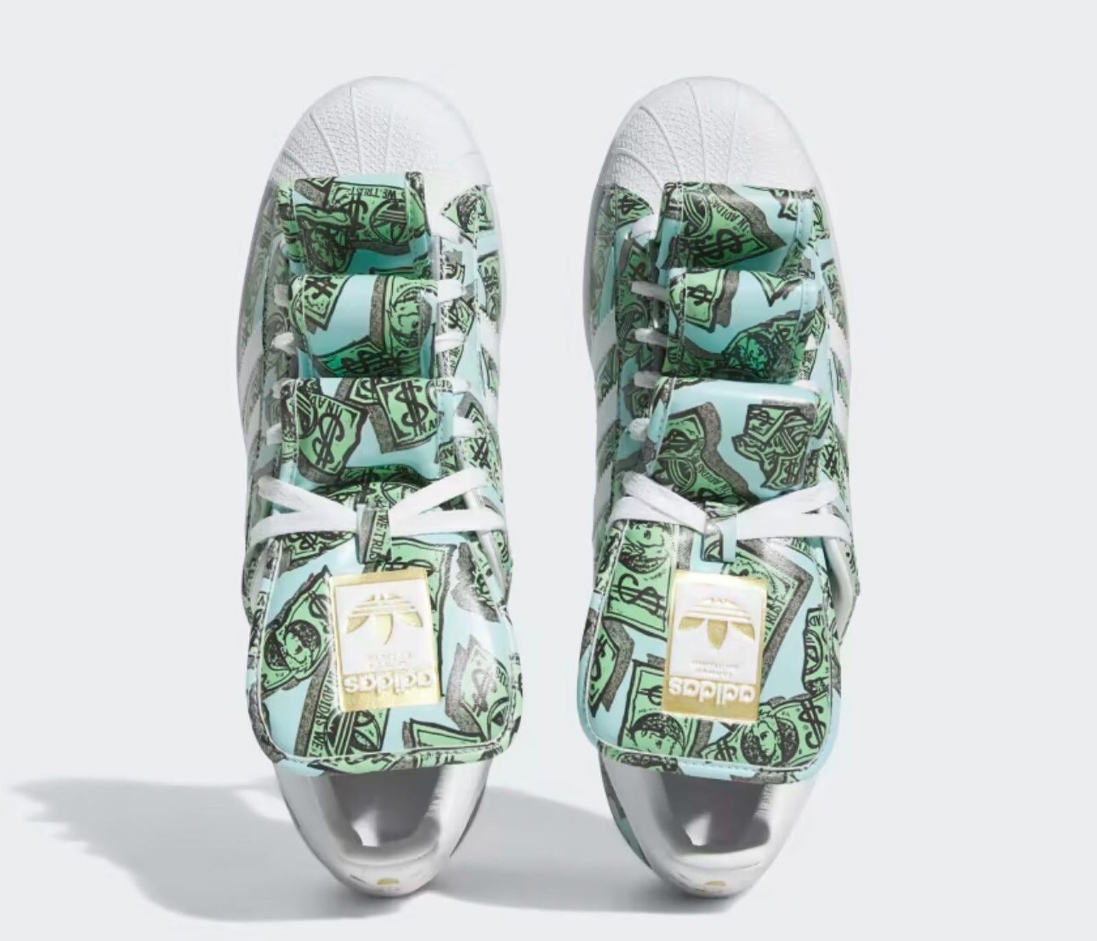Adidas Jeremy Scott Superstar Money Print Shoe's Green Men's size 10.5, 11
