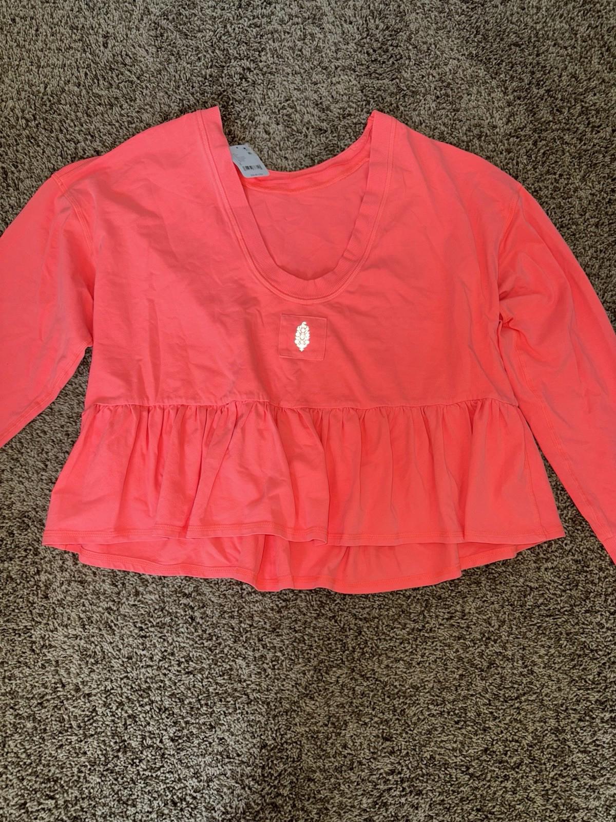 FREE  PEOPLE Play Nice Layer Pullover Women's Size S Neon Coral NEW