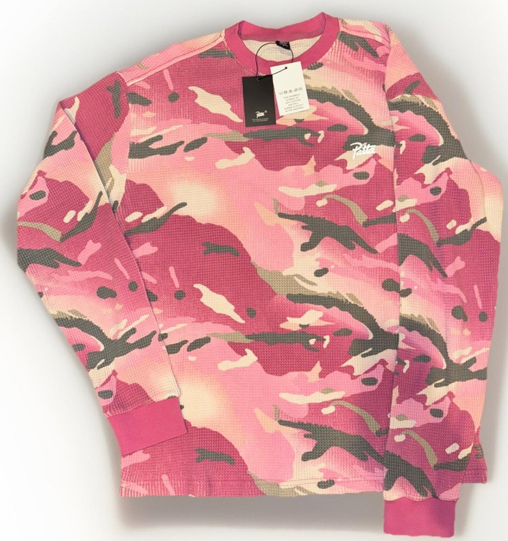 NEW! Patta Pink Camo Waffle Longsleeve T-shirt Men's Unisex Cotton Large NWT