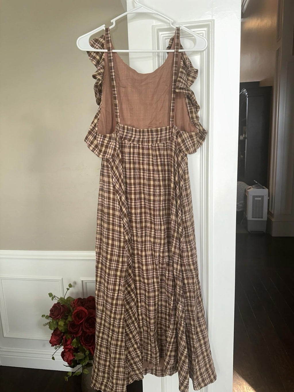 The Odells Free People Plaid Brooke Maxi Dress in a brown plaid. Small NWT