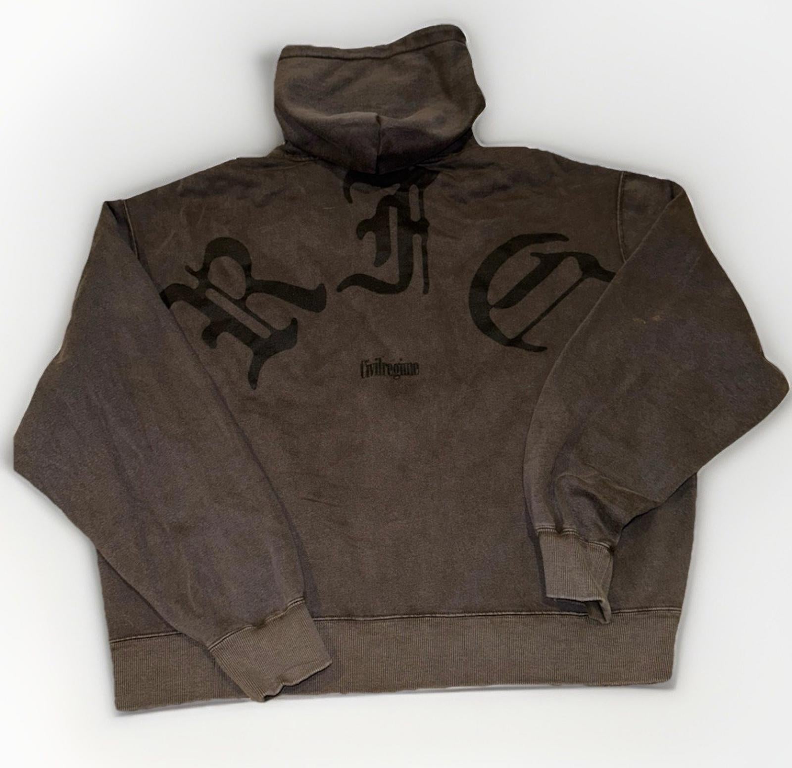 CIVIL REGIME CONCRETE SIN ZIP UP HOODIE IN SUN WASH BLACK (XXL)