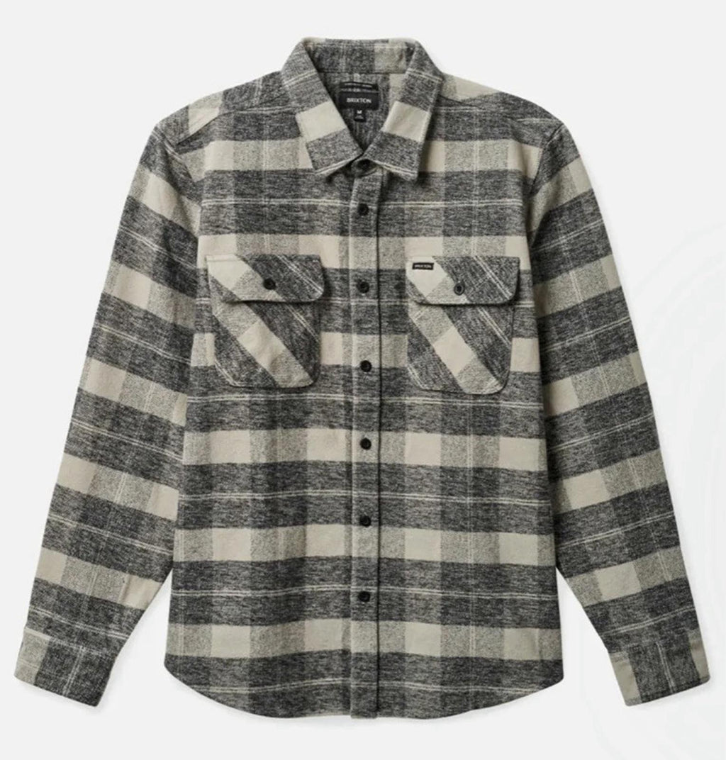 Brixton Men's Bowery Heavy Weight L/S Flannel Shirt S - Black / Charcoal NEW
