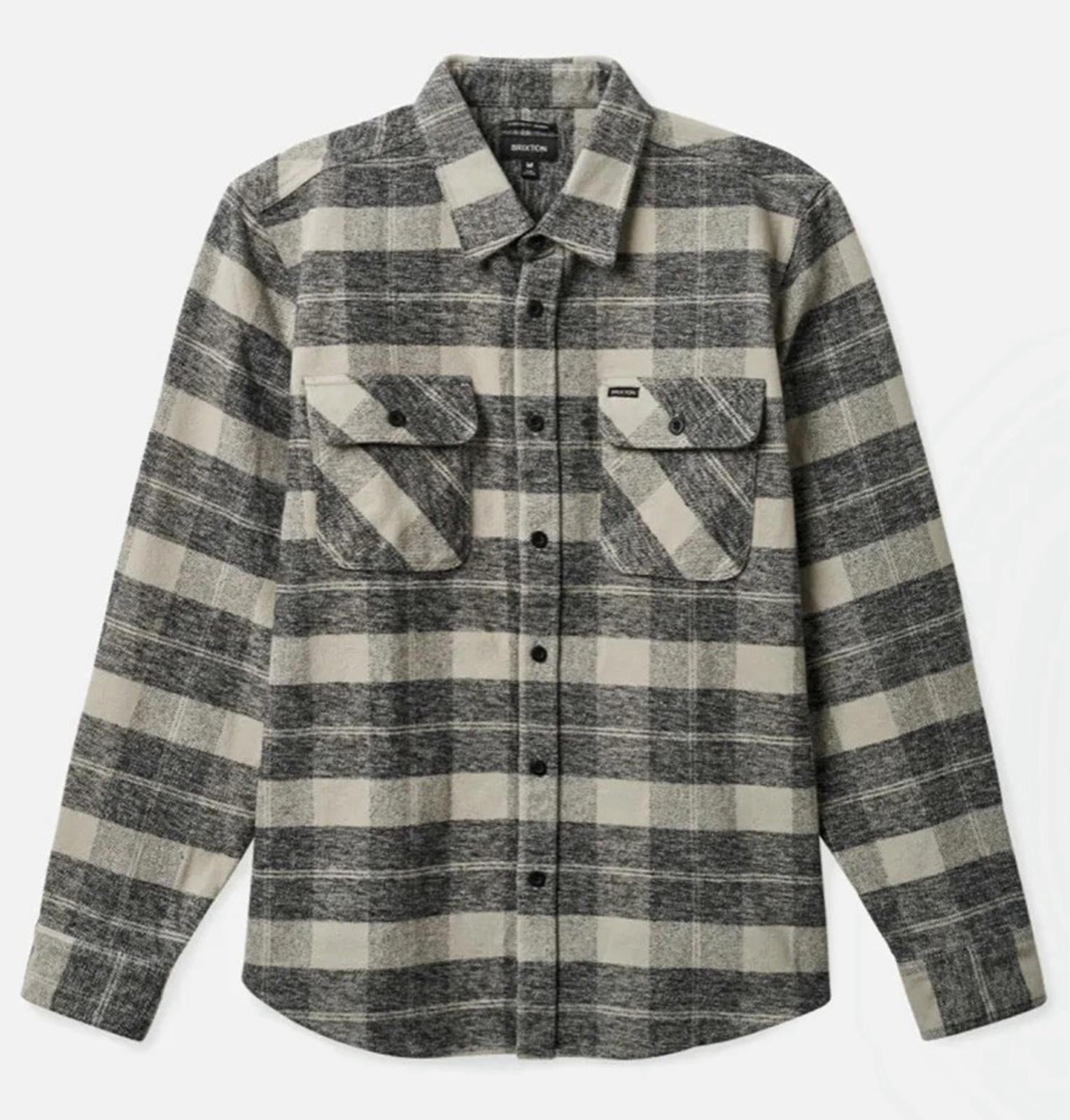 Brixton Men's Bowery Heavy Weight L/S Flannel Shirt S - Black / Charcoal NEW