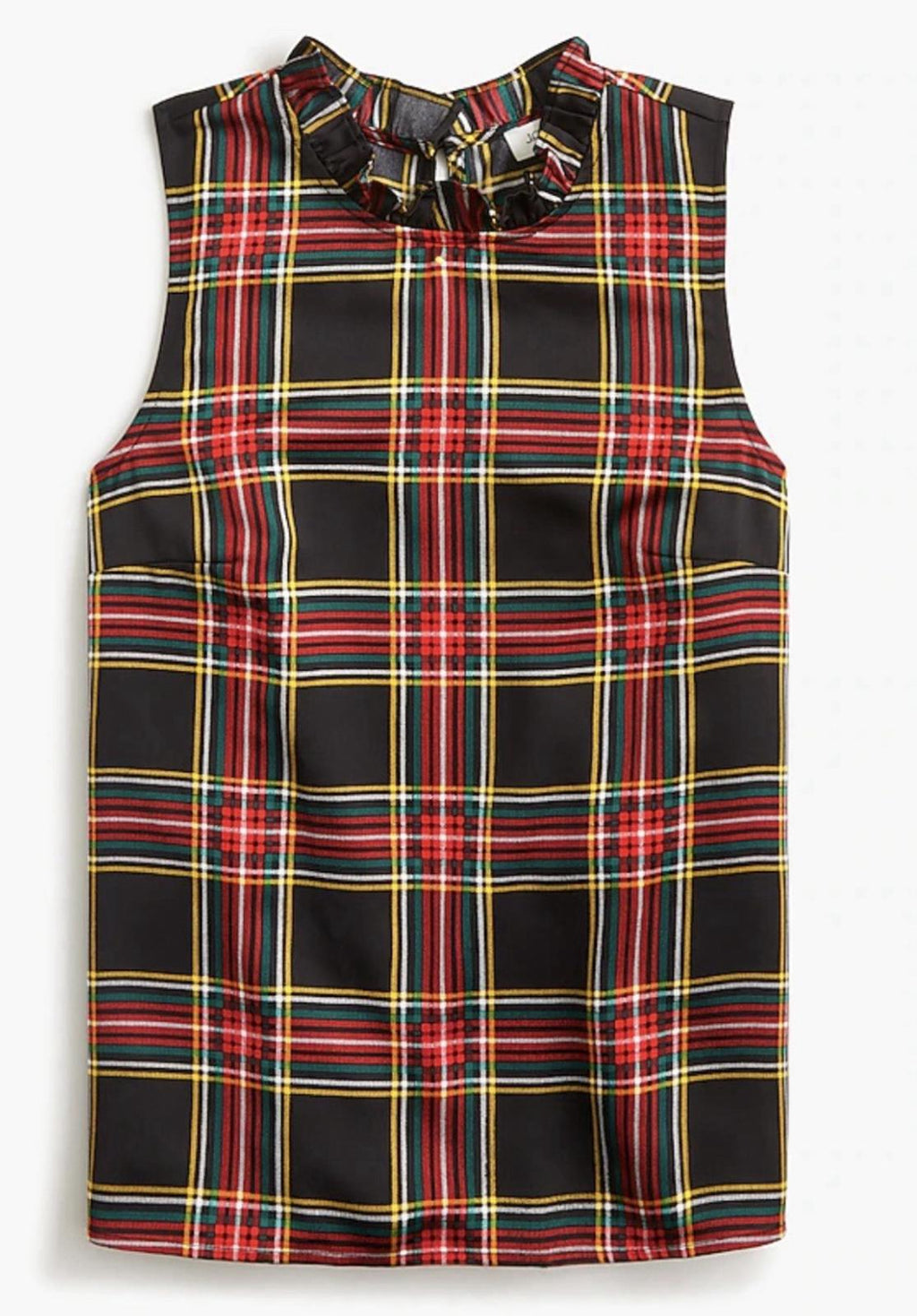 NEW! J.Crew Factory Sleeveless Ruffleneck Top in Stewart Tartan SMALL NWT