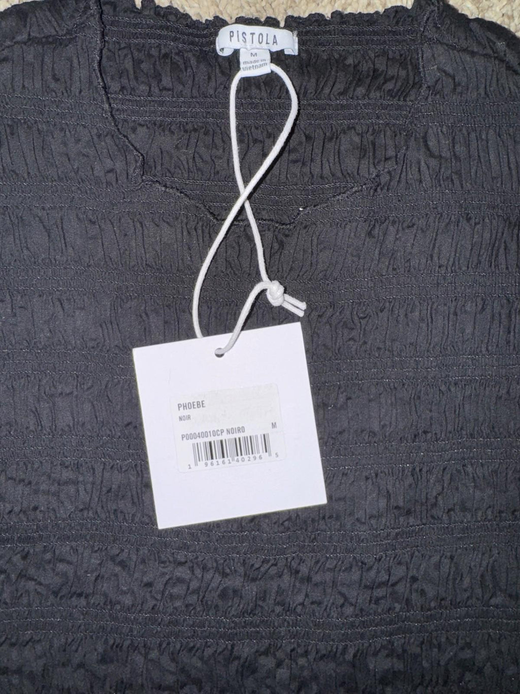 Pistola Phoebe Smocked Tank Top Noir Black Medium MSRP $108 NEW!