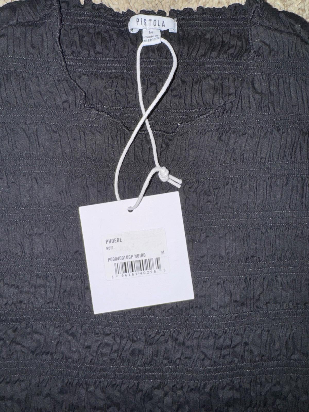 Pistola Phoebe Smocked Tank Top Noir Black Medium MSRP $108 NEW!