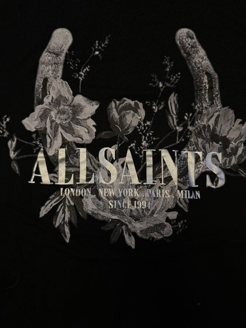 NEW! ALLSAINTS Fortuna Oversized Boyfriend Women’s T-Shirt SMALL Black NWT
