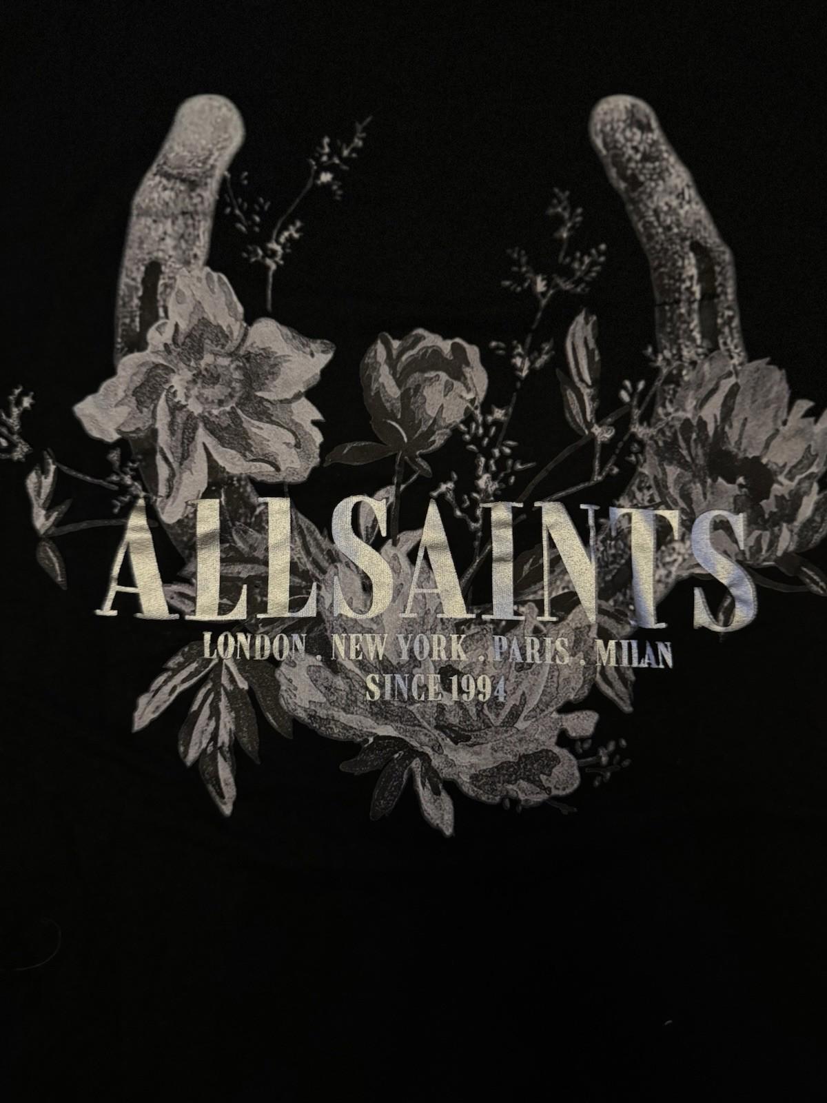NEW! ALLSAINTS Fortuna Oversized Boyfriend Women’s T-Shirt SMALL Black NWT