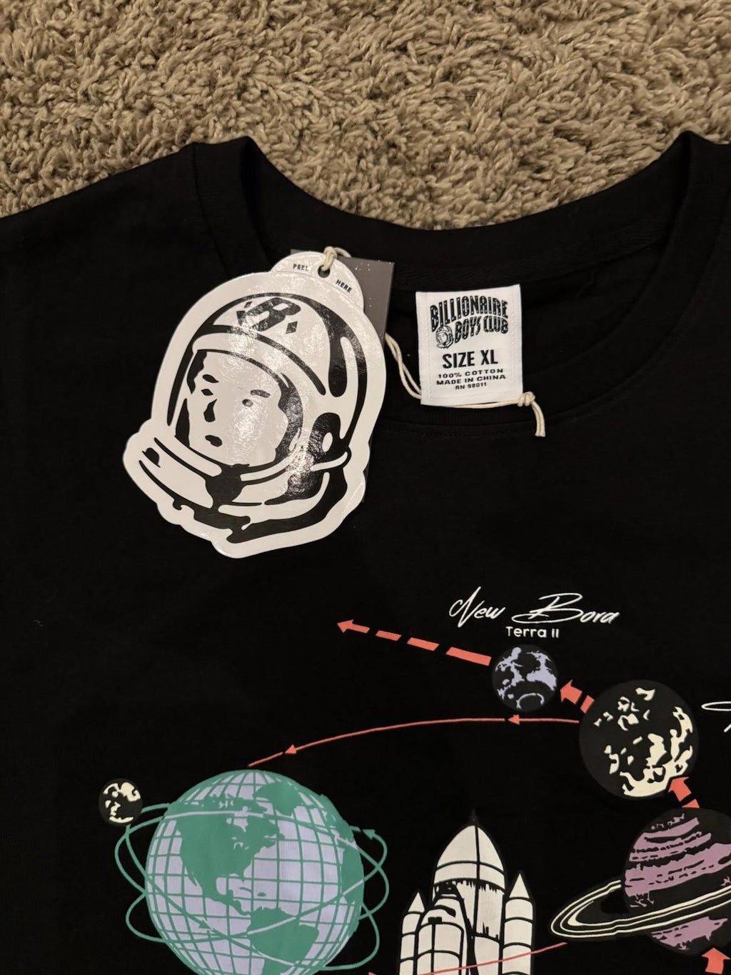 NEW! Billionaire boys club Space beach SS Black Tee XL NWT