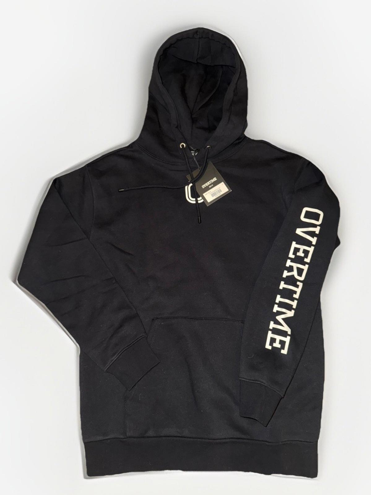 Overtime Sweatshirt Mens MED Black Hoodie Streetwear Center Logo Basketball