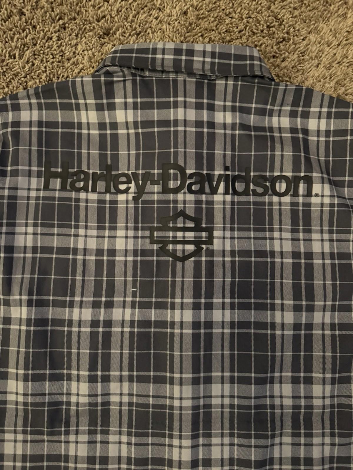 HARLEY DAVIDSON H-D TECH Coolmax Plaid Short Sleeve Shirt - Ghost Gray & Asphalt