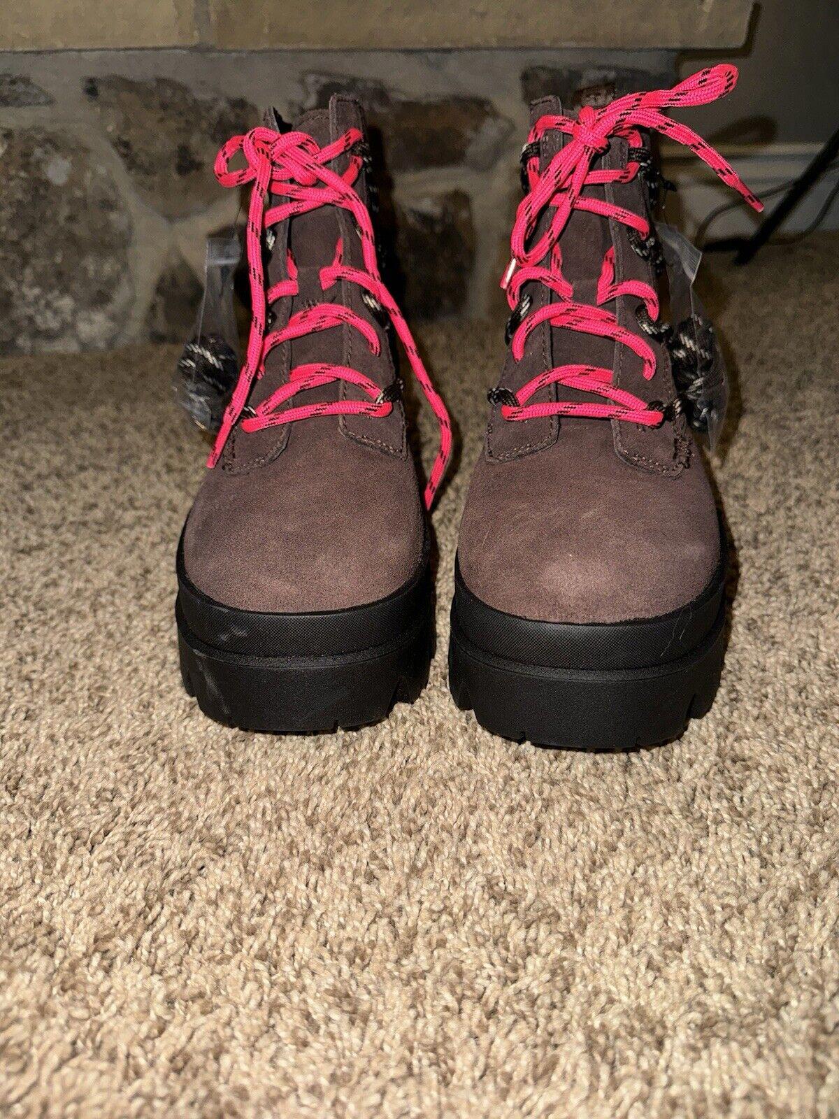 UGG BRISBANE LACE-UP SUEDE PLATFORM BOOTS SIZE 9.5