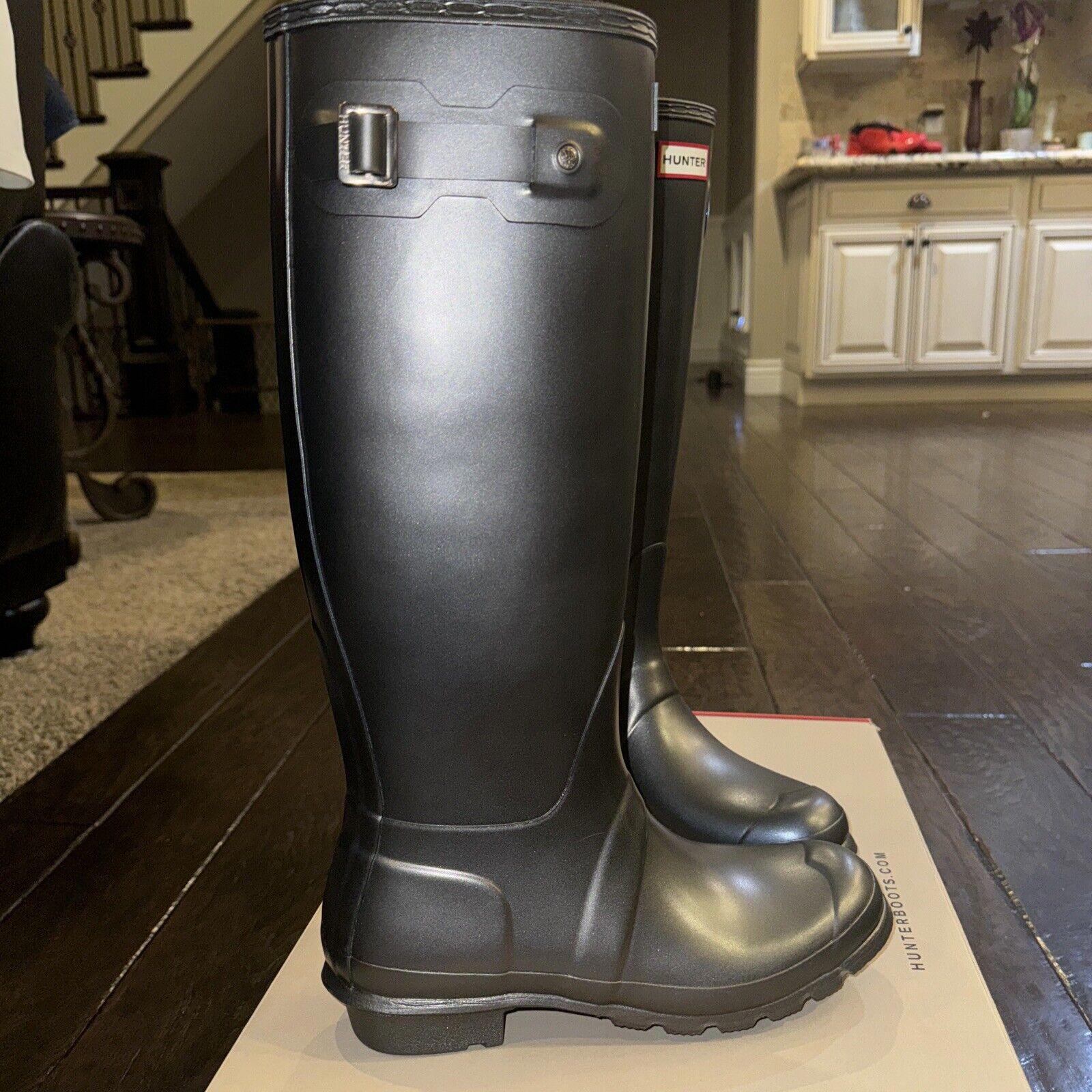 HUNTER Original Tall Waterproof Nebula Rain Boot in Black Size 9 NIB