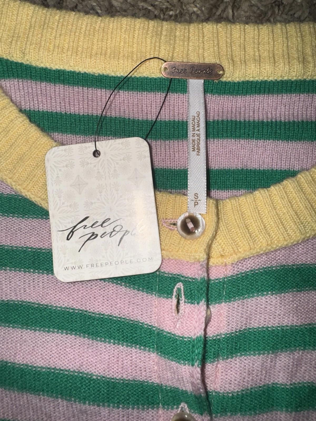Free People Nocturnal Stripe Cardi Size Small Wool Cashmere Cardigan Sweater Y2K