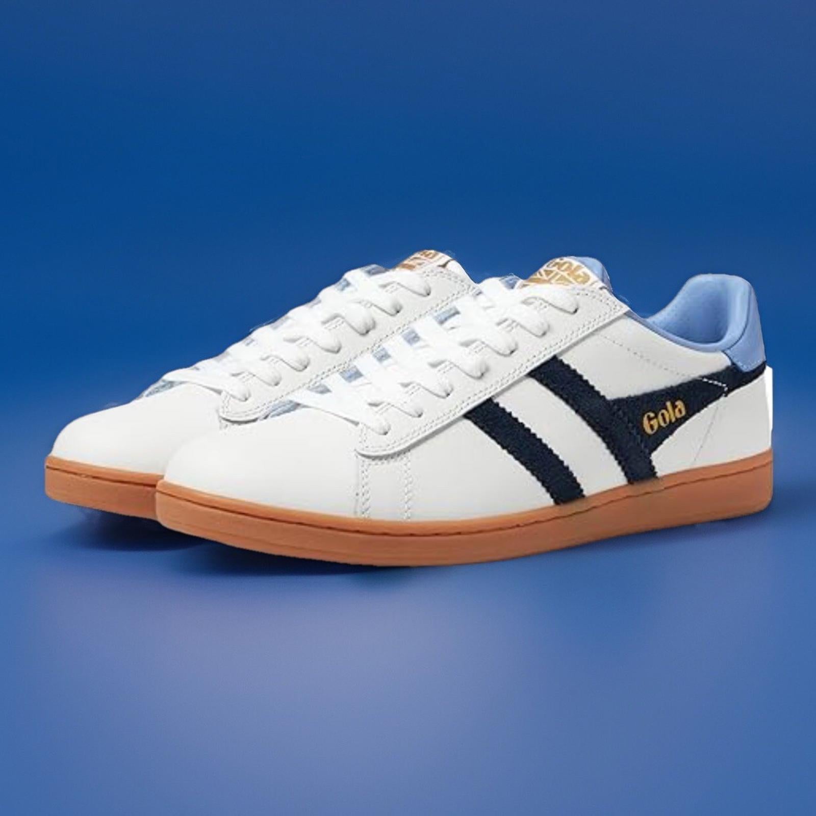GOLA MEN’S LEATHER SUEDE SNEAKERS White/Blue/Gum US 11 EUR 44 -NEW-