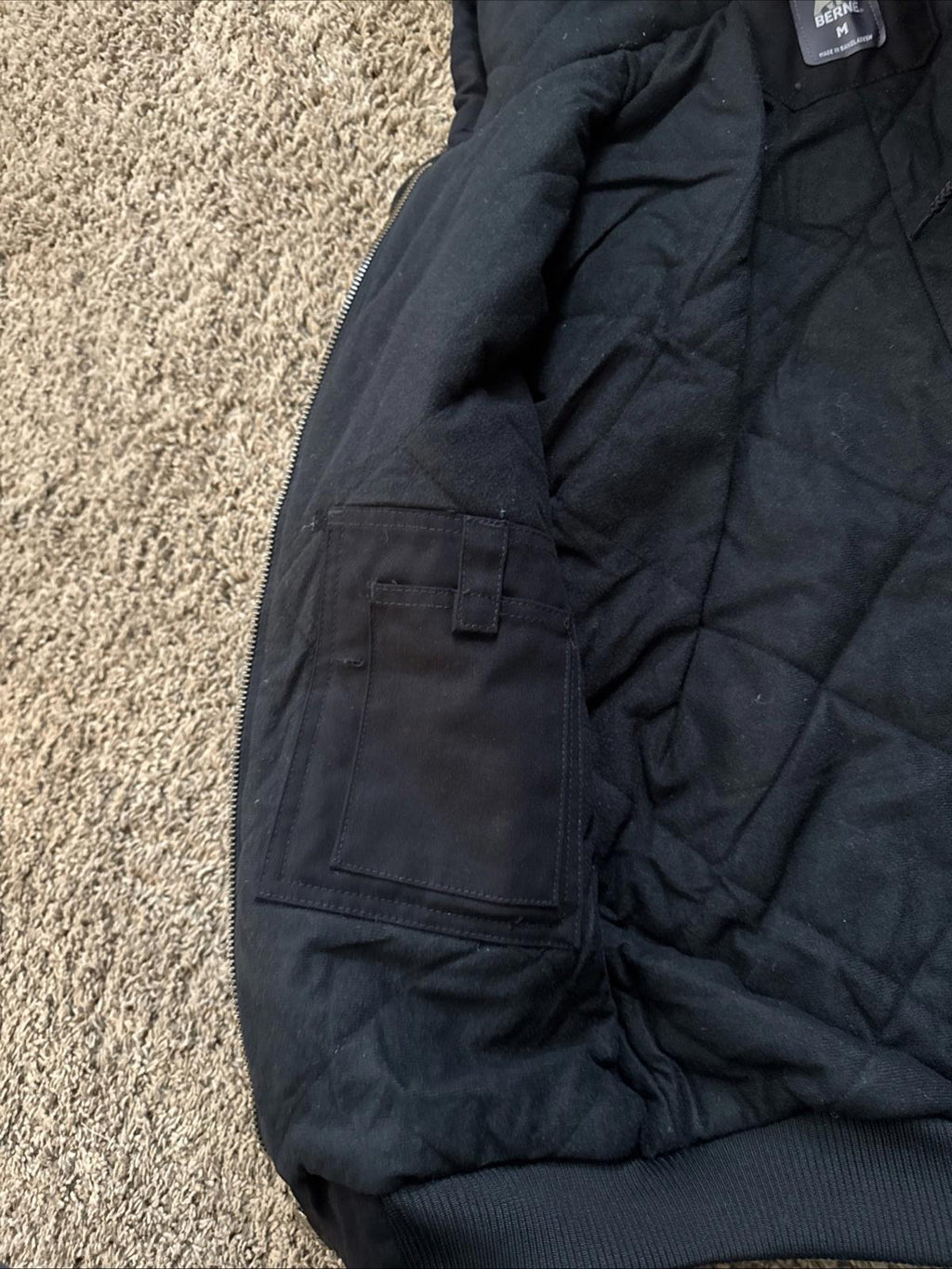 Men's Berne Black Hooded Active Jacket  - Black Size M  HEAVY WORK COAT NEW