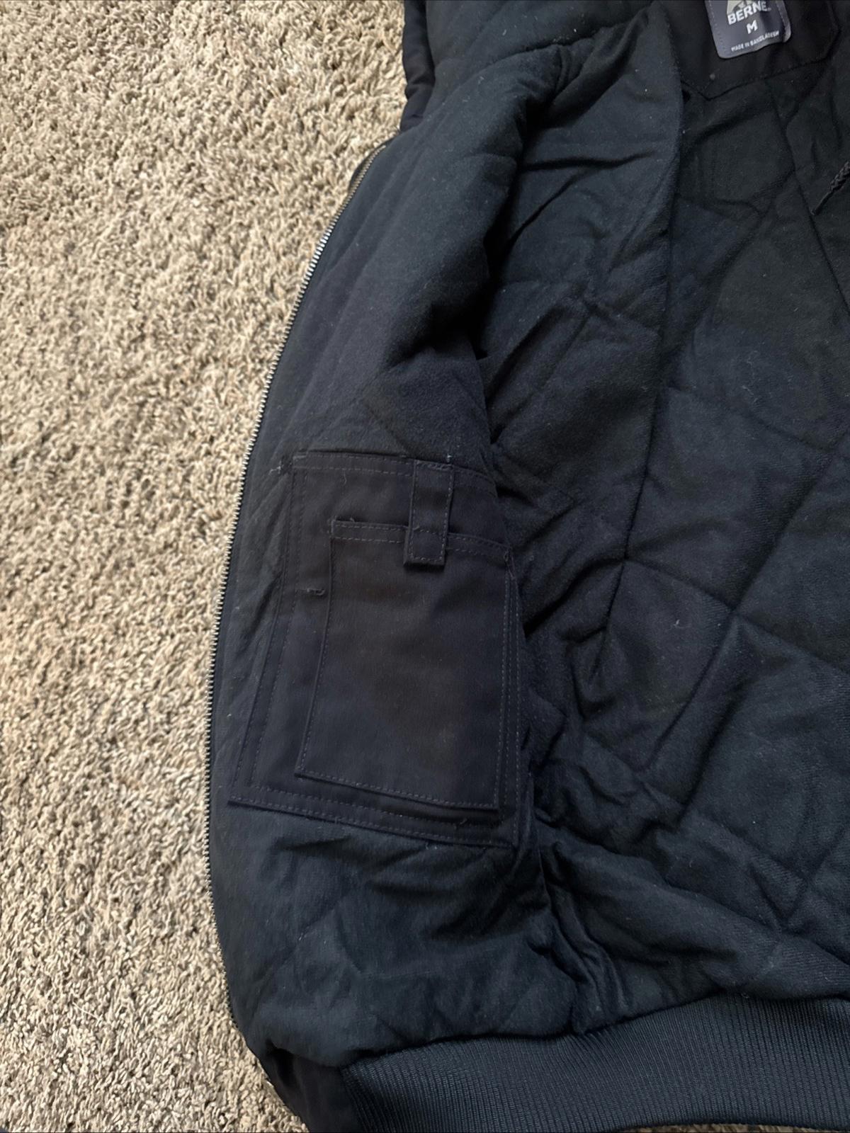 Men's Berne Black Hooded Active Jacket  - Black Size M  HEAVY WORK COAT NEW