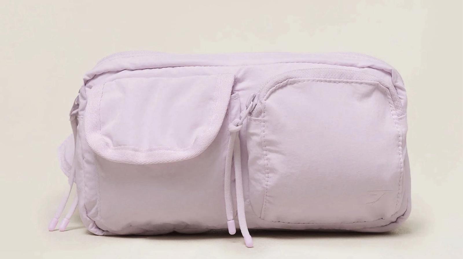 GymShark Pink Pleat Sling bag. NEW. Sold out. Small purse. Cute fun gym fitness