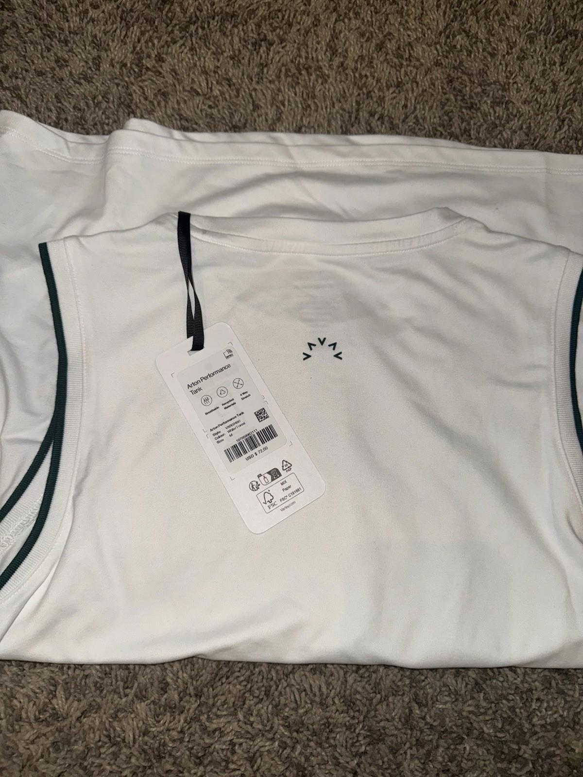VARLEY Arton Performance Tank Top. Medium. White with Forest green NEW MSRP $72