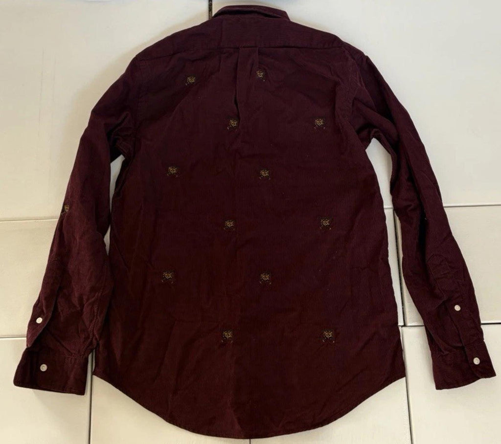 NWOT POLO RALPH LAUREN Classic Fit Embroidered Corduroy Shirt W/ Fox Head Small