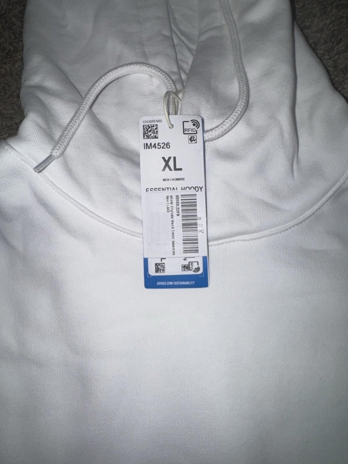 NEW adidas men Trefoil Essentials Hoodie Size XL White - NWT