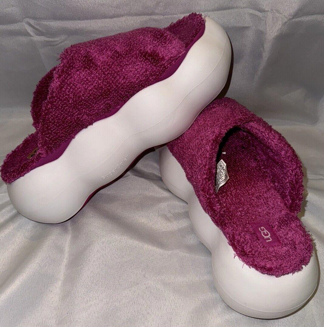 UGG SUGARCLOUD SLIDE Fuchsia TERRY PLATFORM SANDALS SZ US 8