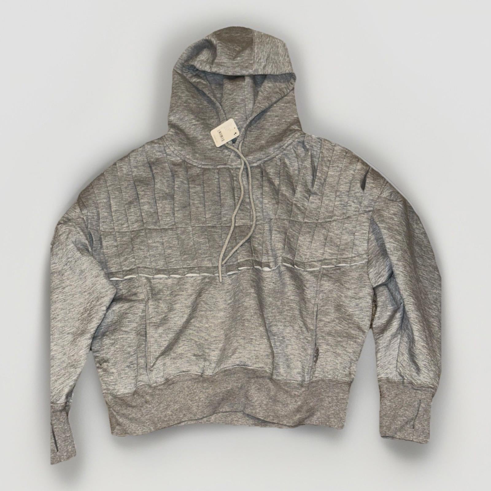 Free People Movement Pick It Up Pleated Knit Insulated Heather Grey Hoodie NEW S