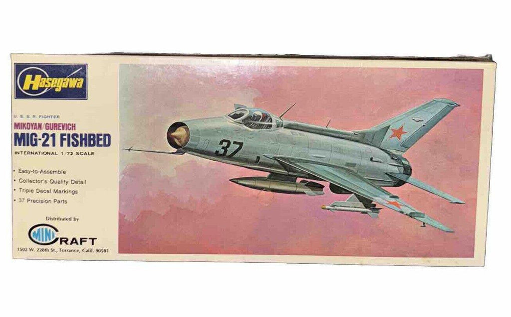 VTG HASEGAWA MODEL KIT 1:72 MIKOYANGUREVICH MIG-21 FISHBED KIT 1:72 Vintage RARE