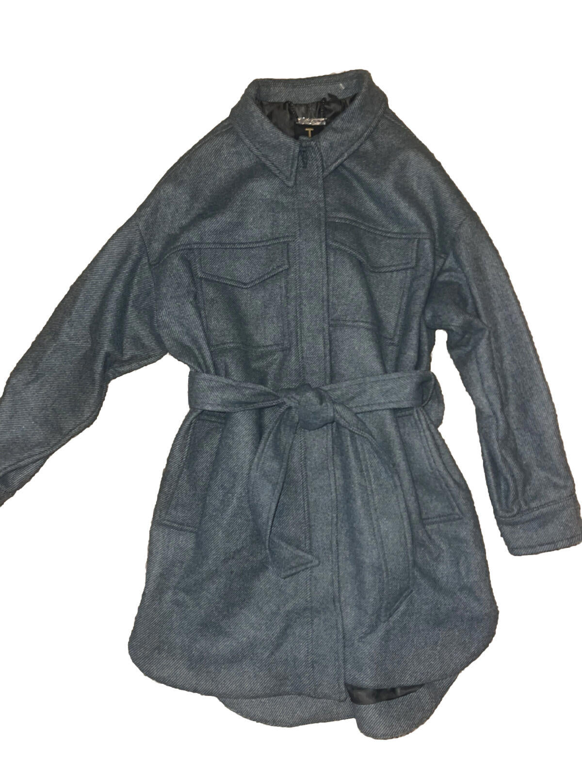 TED BAKER Wool Blend Emerii Belted Oversized Shacket Sz6