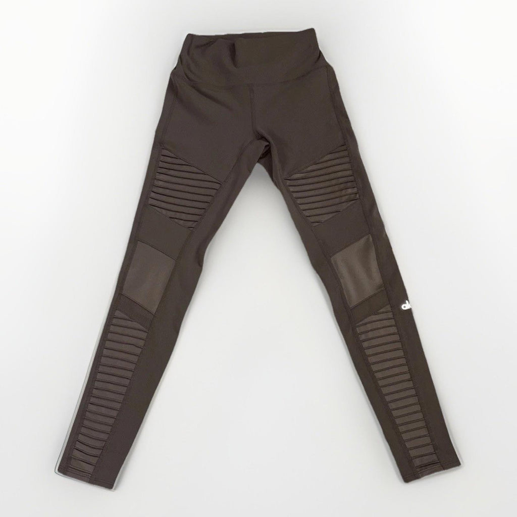 Alo Yoga Moto Leggings Womens XS Tan High Waist Ribbed Athleisure (see Desc.)