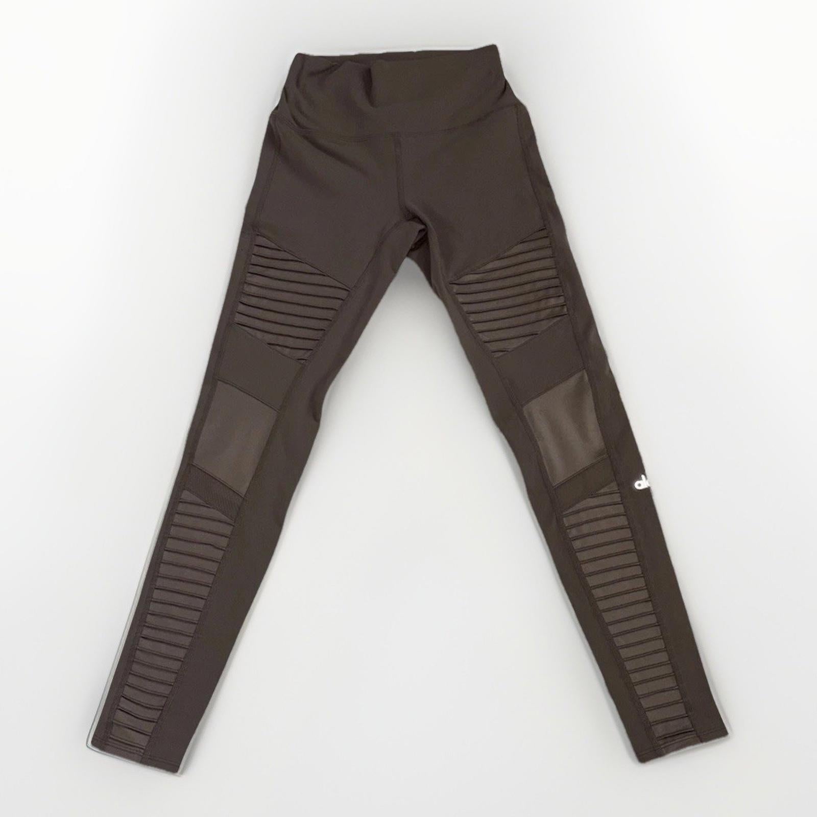 Alo Yoga Moto Leggings Womens XS Tan High Waist Ribbed Athleisure (see Desc.)