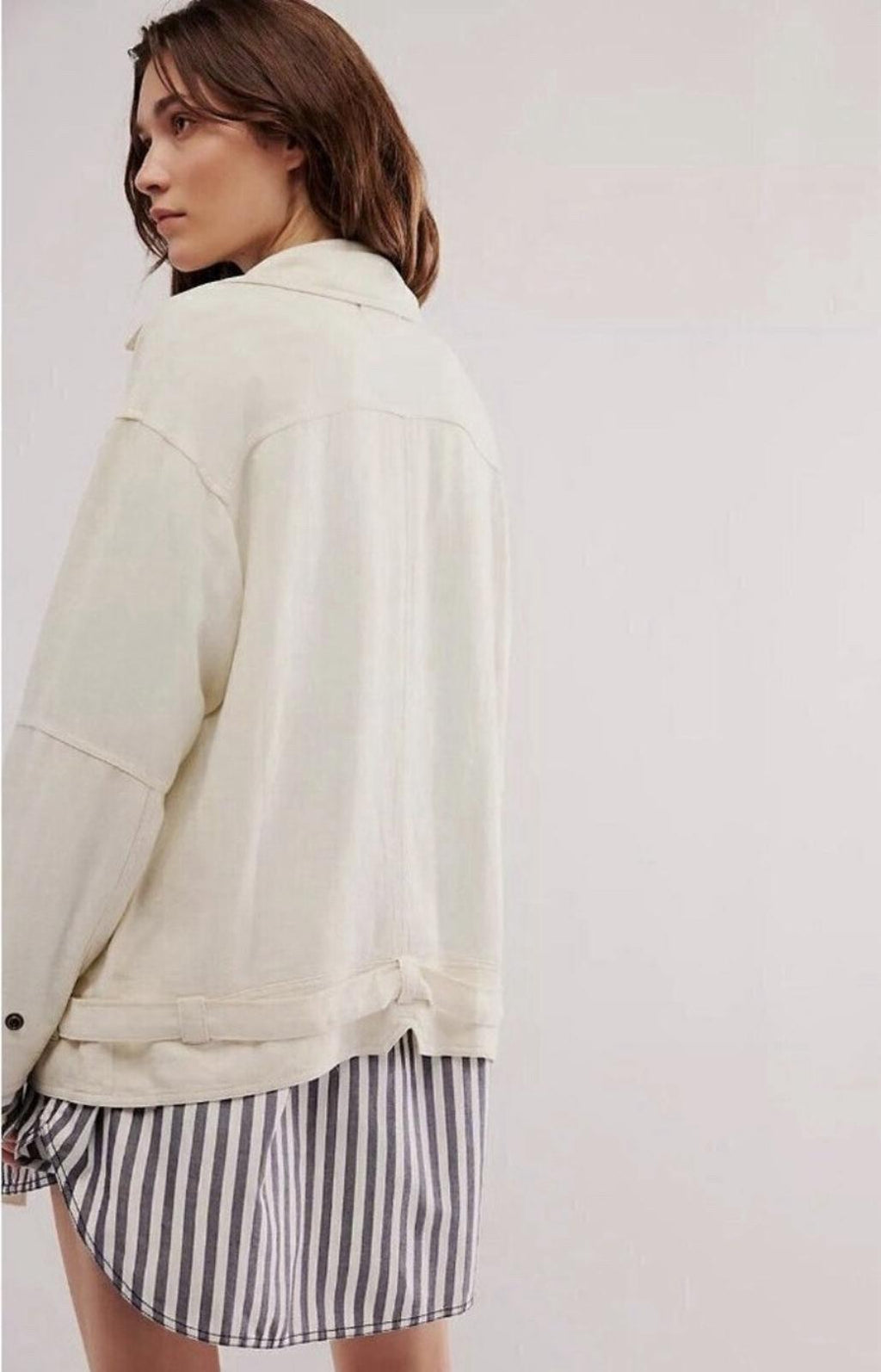 NEW WE THE FREE LOLA LINEN JACKET  WET PLASTER Small NEW