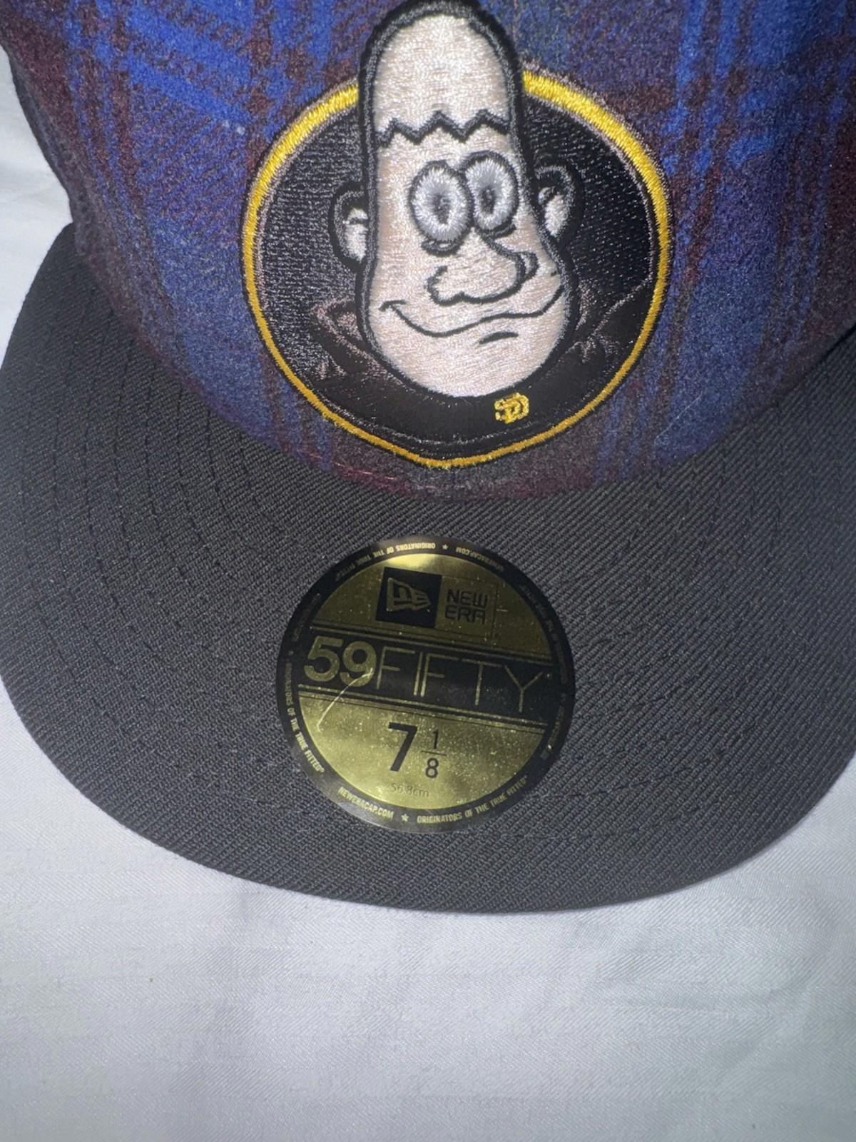 NWT New Era San Diego Padres Flannel Mascot Fitted Hat Plaid RARE Sz 7 1/8