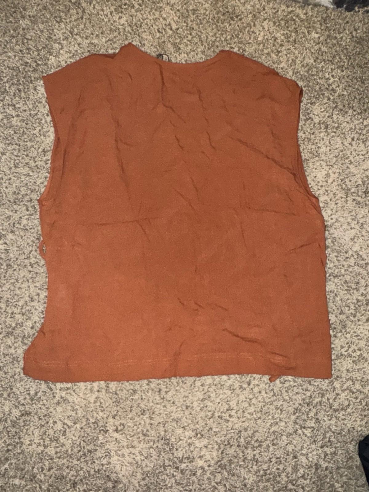 NEW $50 ZARA Linen Blend Orange Sleeveless Kimono Vest Women Size M-L NWT