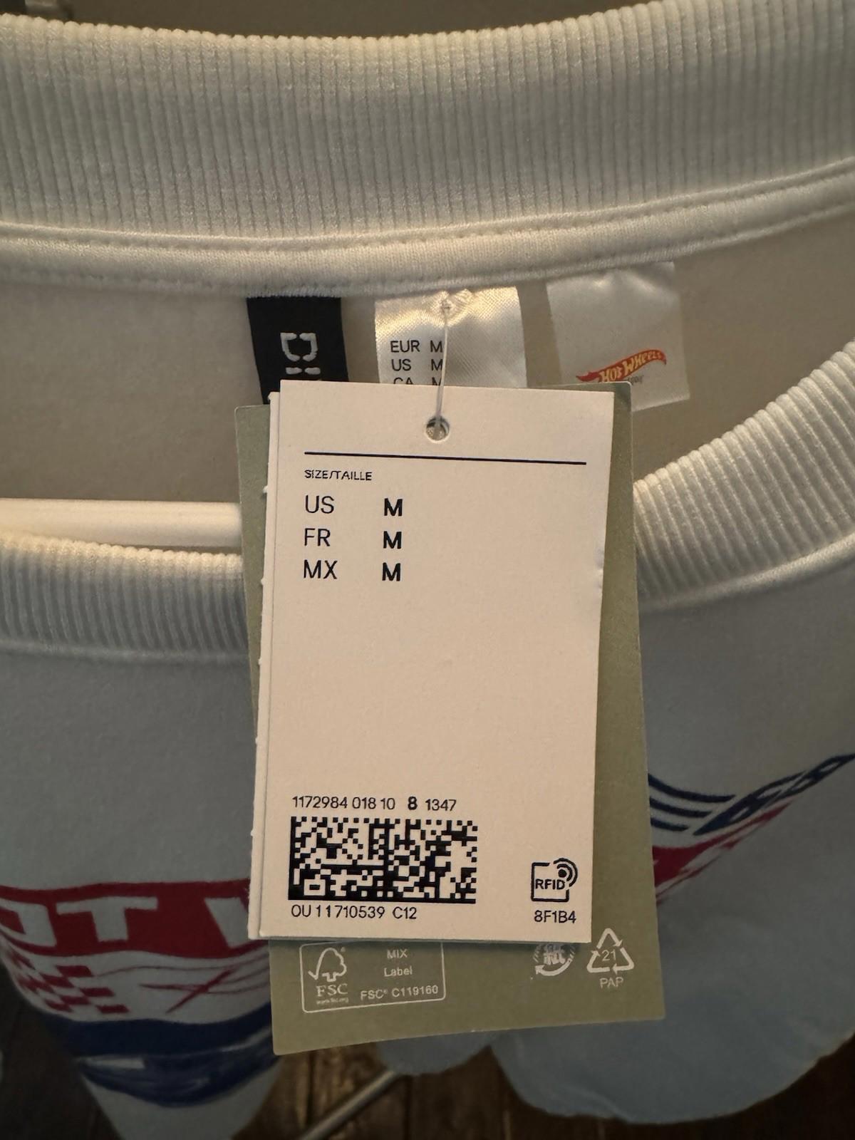 NEW! H&M Hot Wheels SweatShirt White W/Blue & Red NWT Medium