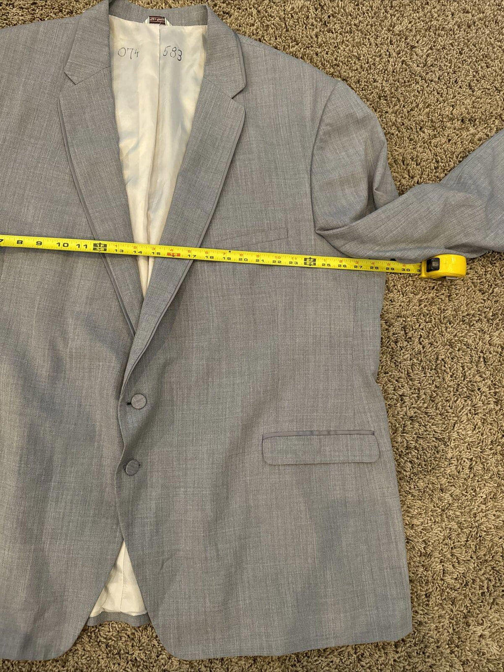 Vintage Jean Yves Blazer Gray 100% Super fine Wool 2 Button