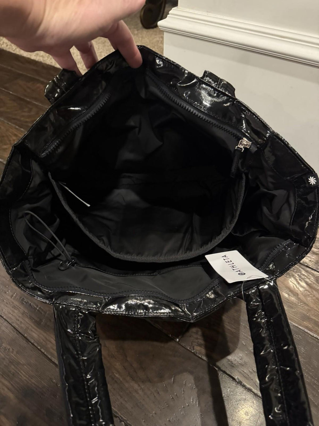 NEW! Athleta All About Shine Black Puff Tote Bag NWT