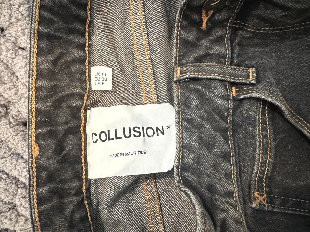 Collusion Womens Mid Acid Wash Denim Mini Skirt Mid Snow Wash Size 2us/6uk New