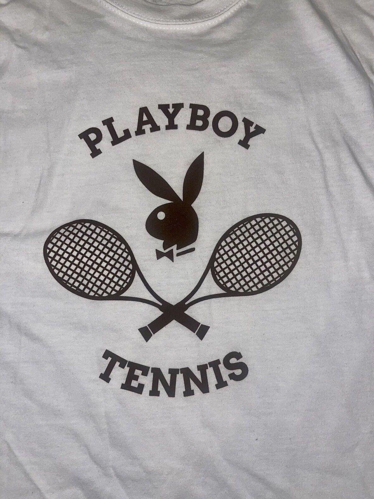 Playboy Tennis Club White Unisex Size M. T-Shirt NWT