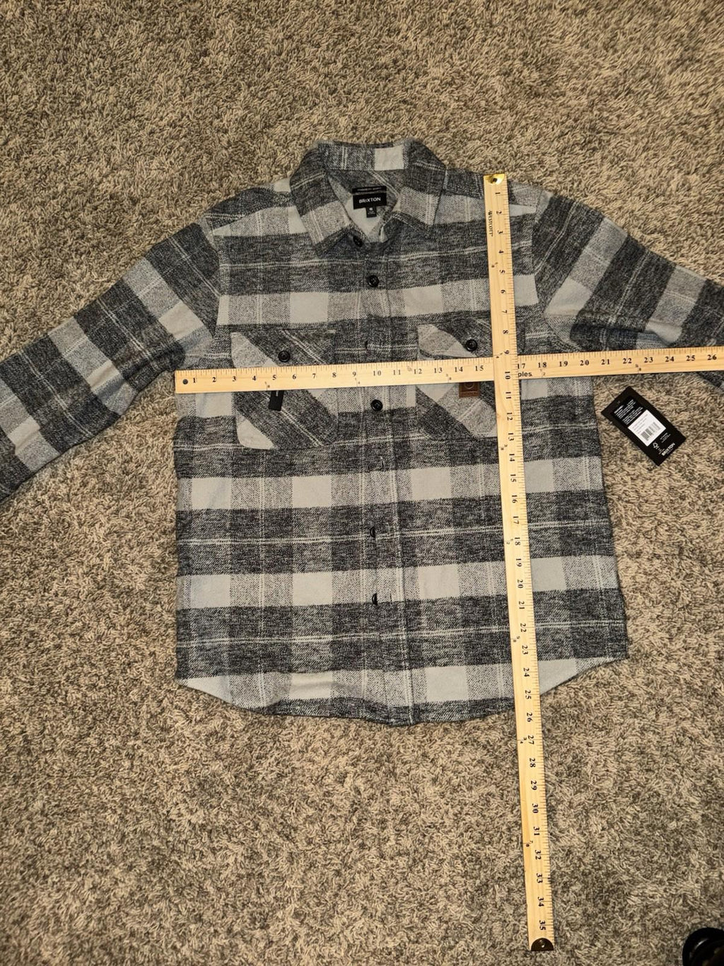 Brixton Men's Bowery Heavy Weight L/S Flannel Shirt S - Black / Charcoal NEW
