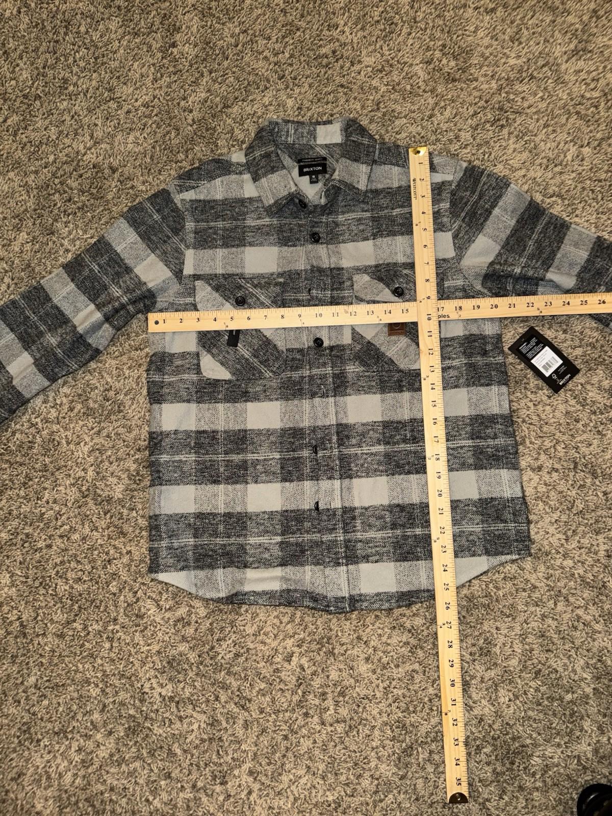 Brixton Men's Bowery Heavy Weight L/S Flannel Shirt S - Black / Charcoal NEW