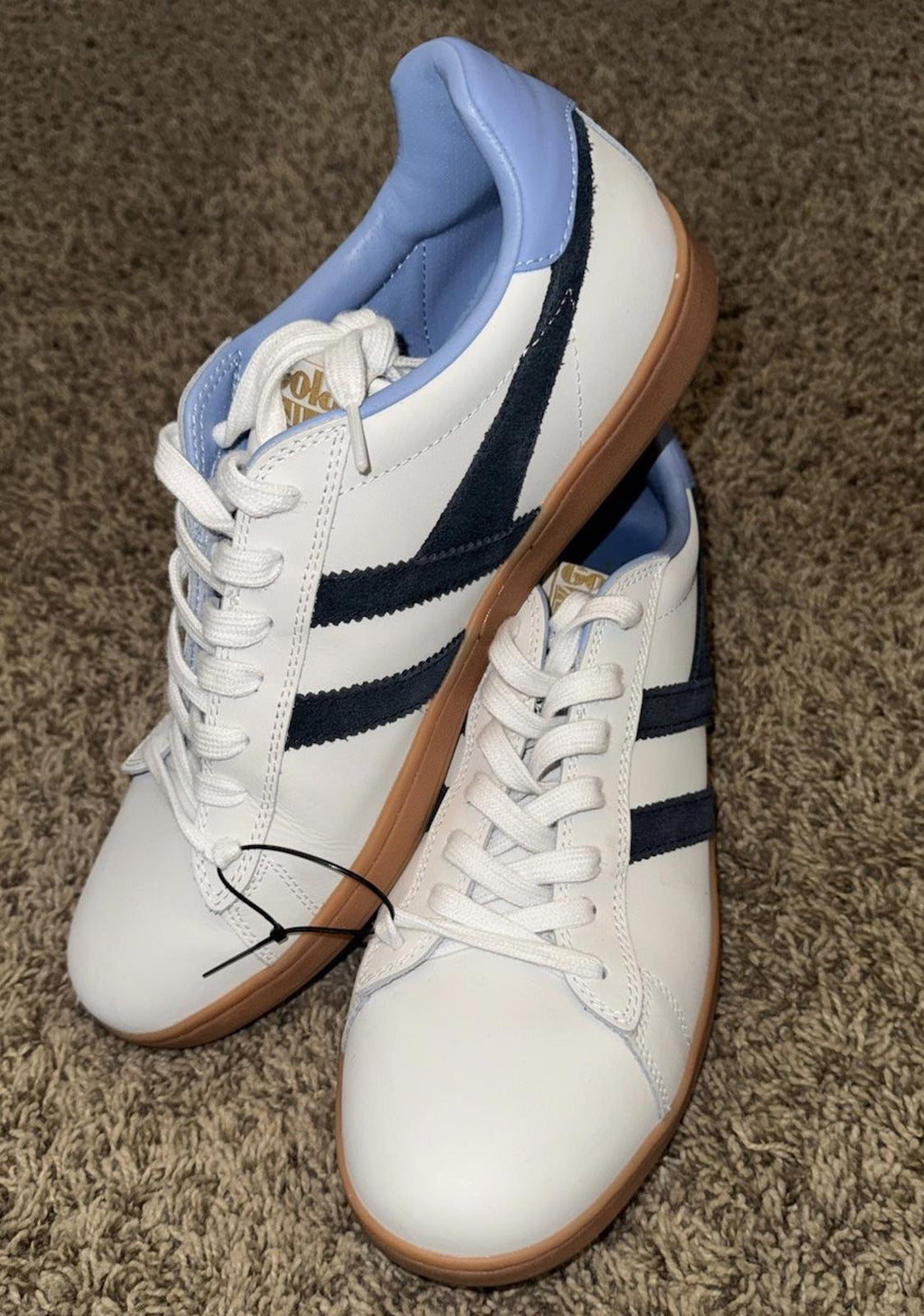 GOLA MEN’S LEATHER SUEDE SNEAKERS White/Blue/Gum US 11 EUR 44 -NEW-