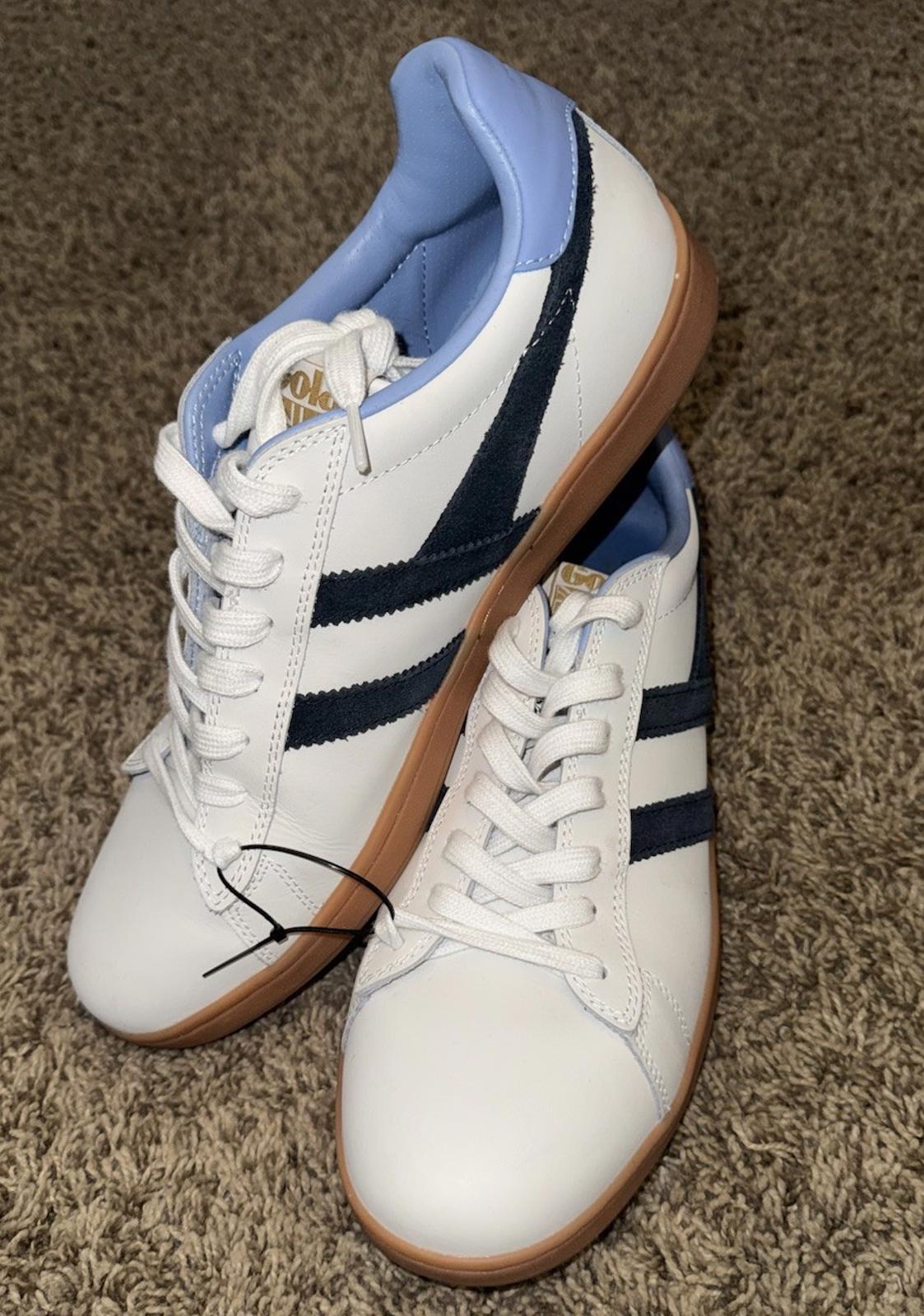 GOLA MEN’S LEATHER SUEDE SNEAKERS White/Blue/Gum US 11 EUR 44 -NEW-
