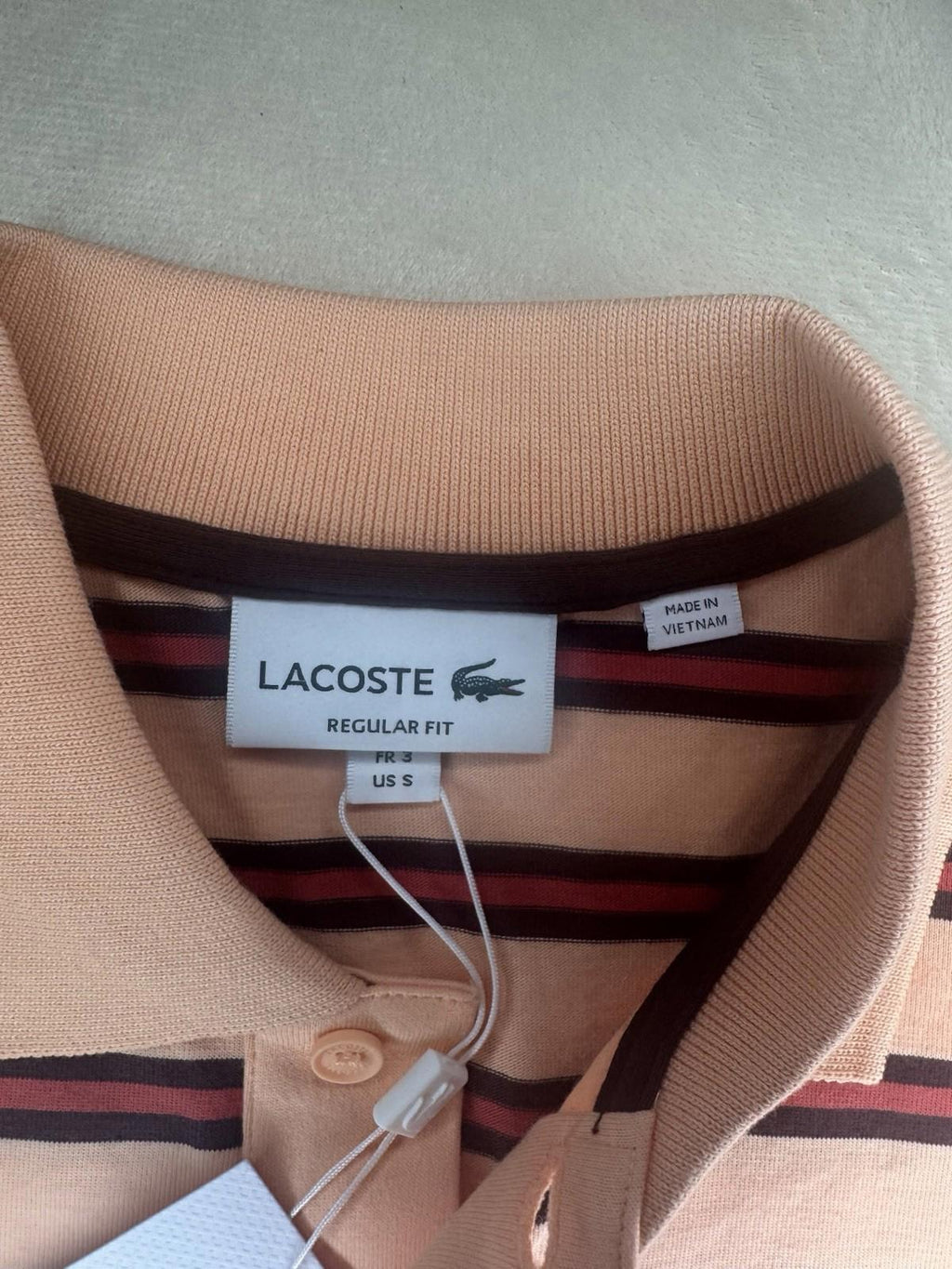 NEW! Lacoste Men's Regular Fit Cotton Polo Striped Shirt Small NWT