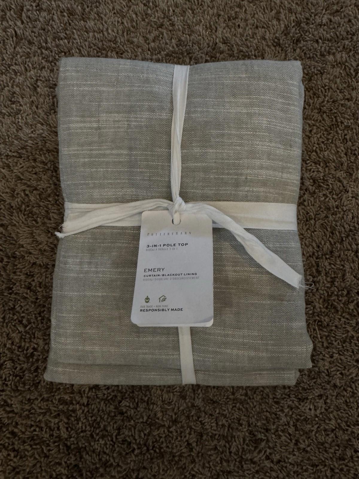 Pottery Barn EMERY 3 In 1 Pole Top 84x48 Curtain NEW