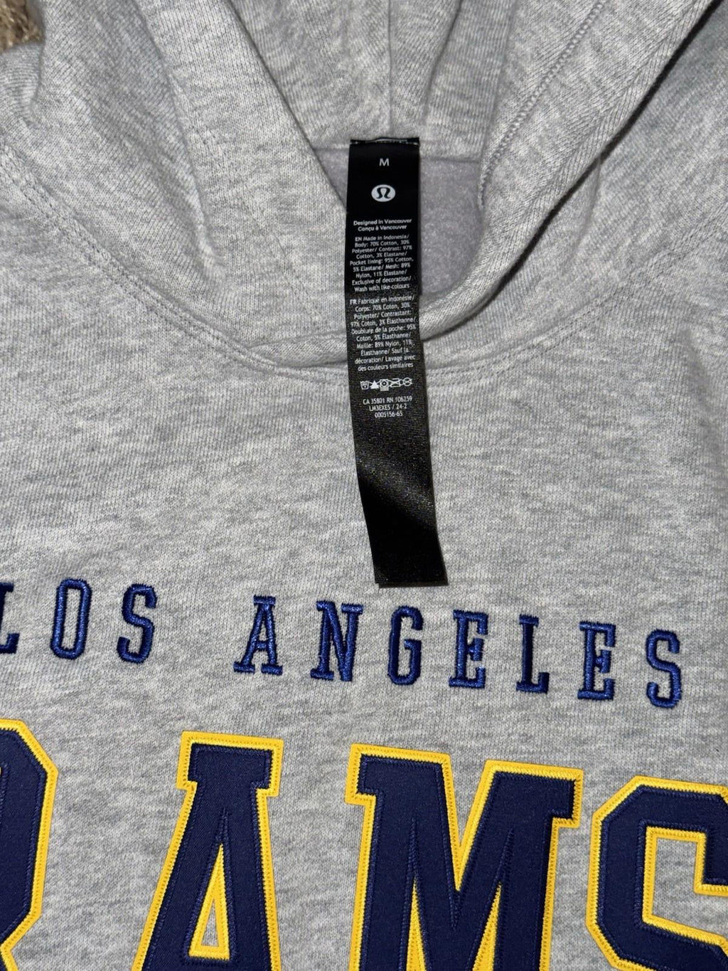 NWT RARE Lululemon Gray LA Rams Steady State Pullover Hoodie Mens MED
