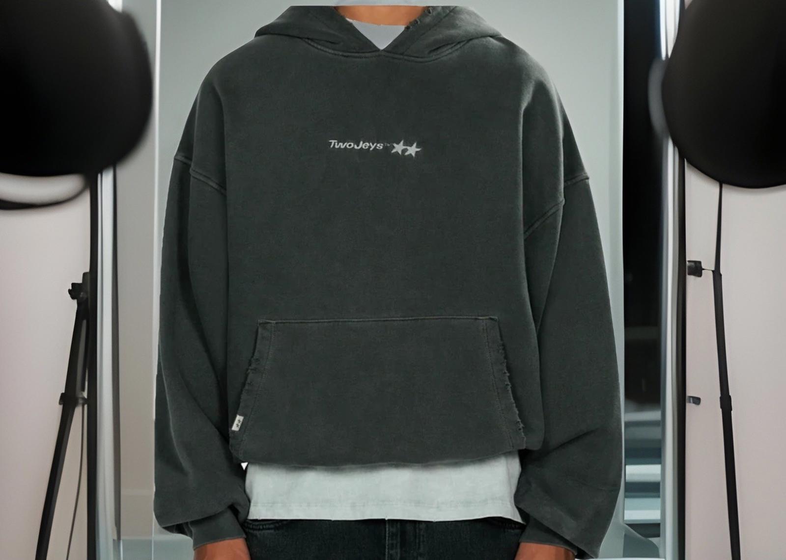 TwoJeys Mens Hoodie Acid Grey Size XS Icon Embroidered Logo Cotton MSRP $165