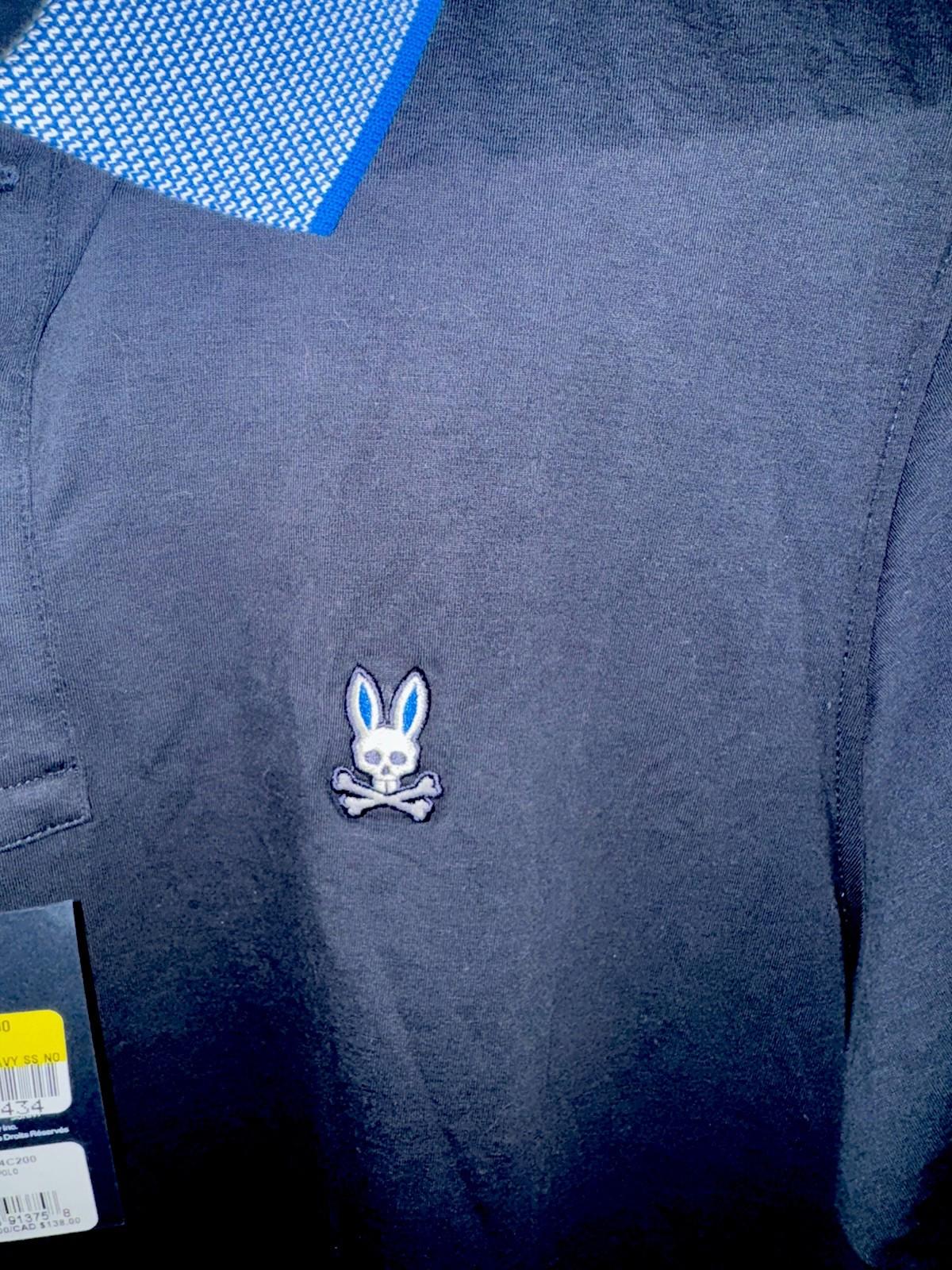 NWT Psycho Bunny North lake Jersey Polo Shirt Navy blue NEW SZ 4