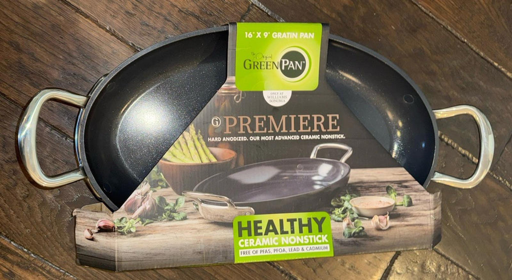 NEW GreenPan WILLIAMS SONOMA 16" x 9" Hard Anodized Ceramic Nonstick Gratin Pan